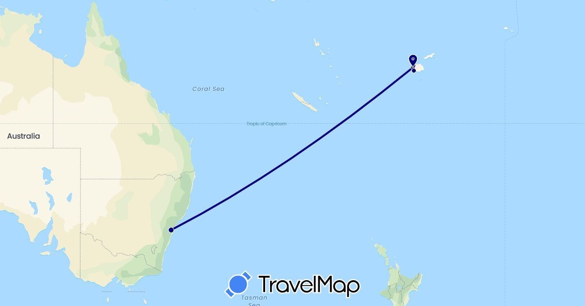 TravelMap itinerary: driving in Australia, Fiji (Oceania)
